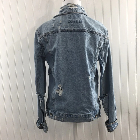 BDG Jean Jacket Womens XS Button Front Light Wash Cotton Distressed‎ Denim - Picture 3 of 11